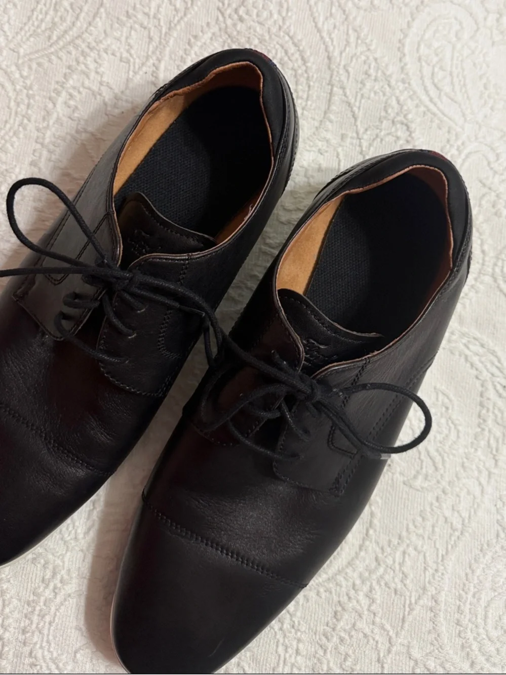 Florsheim Transit Cap Toe Oxfords Size 11 Mens Black Leather White Trim